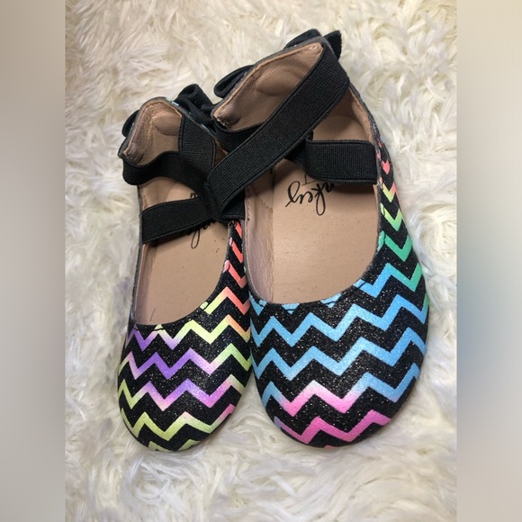 Monkey Feet Multicolor Chevron Kids Slippers with Bow NWOT 18-24M - Picture 6 of 16